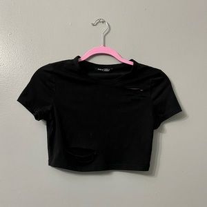 Semi-Distressed Crop Tee